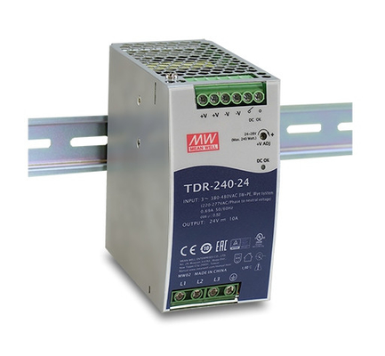ریل DIN صنعتی 240 وات سه فاز TDR-240-24 داخلی با PFC فعال