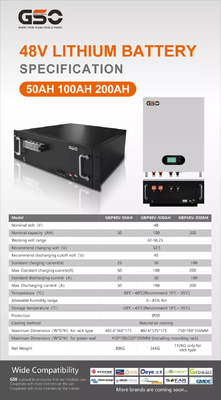 باتری لیتیومی لیتیومی 2.5 کیلووات ساعت 50 ساعت قابل شارژ Lifepo4 5000 بار