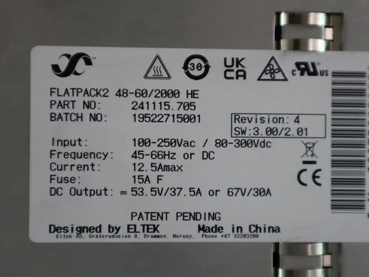 Eltek 48V 60V کنورتر FP2 ماژول اصلاح کننده Flatpack 2 48-60/2000he P/N 241115.705