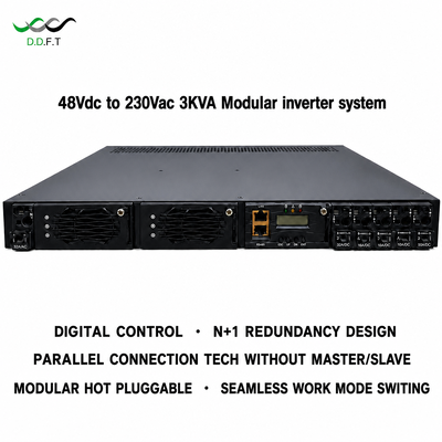 سیستم اینورتر مدولار 48VDC به 220Vac N+1 افزونگی موازی 0ms انتقال بدون درز 3KVA Rack Mount Power Telecom