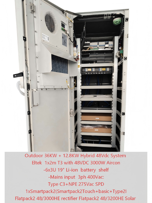 کابینت فضای باز خورشیدی سیستم هیبریدی Telecom 36KW+12.8KW با کنترلر Smartpack 2