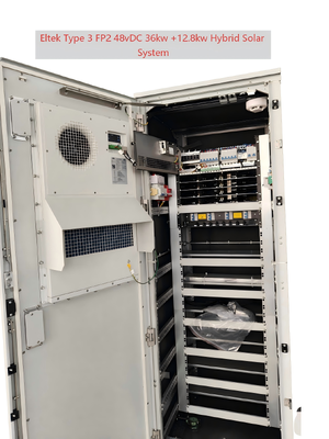 کابینت برق خورشیدی هیبریدی در فضای باز 48Vdc 36KW+12.8KW برای کاربردهای خارج از شبکه