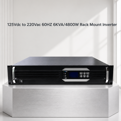 19 اینچ 2U ریک اینورتر 6KVA 4800W موج سینوس خالص 125VDC به 220VAC برای برنامه های غیر شبکه ای